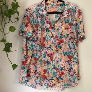 American Rag loose half button up floral collared